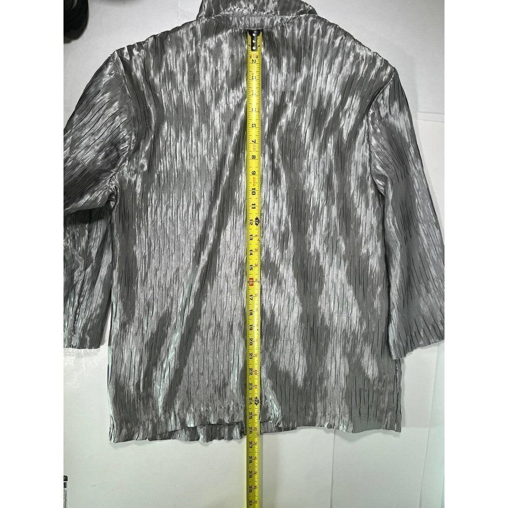 Chico's Silver Crinkle Jacket Size 1 Medium 8 10 US Blazer Caroline New - Picture 10 of 12